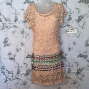 Blush Knit Double Layer Overlay Tank Dress Arden B